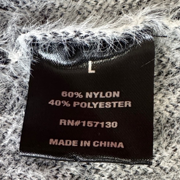 Luxury Knit Sweater Jacket Black + White Geometric Monogram Women's Large - Picture 13 of 15